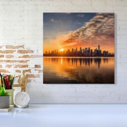 Warren Reed - Designer New York At Sunrise Canvas - Size: w10 inch x h10 inch - thumbnail 1