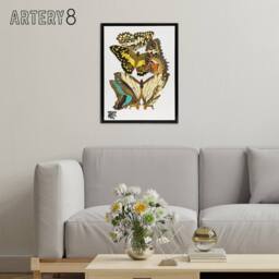 "Artery8 Papillons Butterflies Illustration Framed Canvas Wall Art Print Seguy - Size: W18"" x H24""" - thumbnail 3