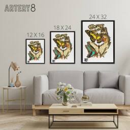 "Artery8 Papillons Butterflies Illustration Framed Canvas Wall Art Print Seguy - Size: W18"" x H24""" - thumbnail 4