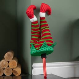 Samuel Alexander 55cm Soft Animated Elf Kicking Legs Christmas Decoration in Red - thumbnail 4