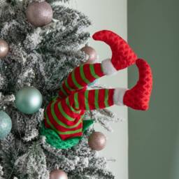 Samuel Alexander 55cm Soft Animated Elf Kicking Legs Christmas Decoration in Red - thumbnail 3