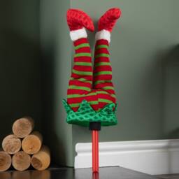 Samuel Alexander 55cm Soft Animated Elf Kicking Legs Christmas Decoration in Red - thumbnail 2