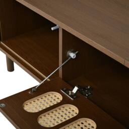 "Merax Retro Dark Walnut TV Unit with Roller Doors & Flap Door for 80 "" TVs" - thumbnail 9