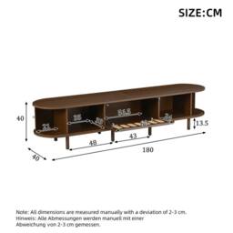 "Merax Retro Dark Walnut TV Unit with Roller Doors & Flap Door for 80 "" TVs" - thumbnail 3