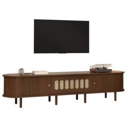 "Merax Retro Dark Walnut TV Unit with Roller Doors & Flap Door for 80 "" TVs" - thumbnail 8