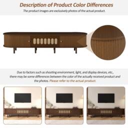 "Merax Retro Dark Walnut TV Unit with Roller Doors & Flap Door for 80 "" TVs" - thumbnail 4