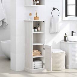 Berkfield Home Bathroom Cabinet with Storage White Solid pine wood - thumbnail 4