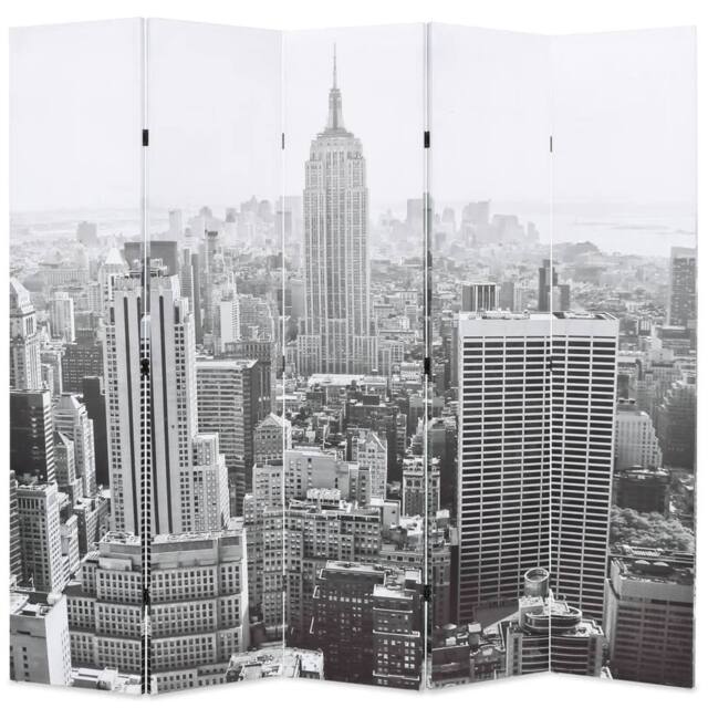 Berkfield Home Folding Room Divider 200x170 cm New York by Day Black & White - image 1
