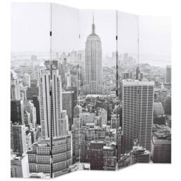 Berkfield Home Folding Room Divider 200x170 cm New York by Day Black & White - thumbnail 2