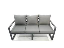 Fimous Outdoor Aluminium Garden Furniture Set with Adjustable Rising Lifting Dining Table 3 Seater Sofa 2 Chair 2 Big Footstools Side Table Dark Grey - thumbnail 5