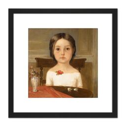 Artery8 Ford Madox Brown Millie Smith 8X8 Inch Square Wooden Framed Wall Art Print Picture with Mount in Black - thumbnail 1