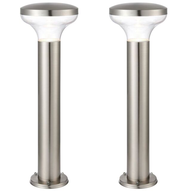 Loops 2 PACK Outdoor Post Bollard Light Marine Steel 0.5m LED Garden Driveway Path in Metallics - image 1