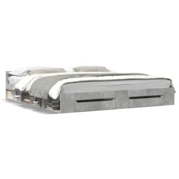 Berkfield Home Bed Frame with Drawers without Mattress Concrete Grey 180x200 cm Super King - thumbnail 2