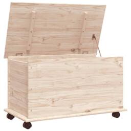 Berkfield Home Storage Chest with Wheels ALTA 73x39.5x44 cm Solid Wood Pine in Light Tan - thumbnail 1