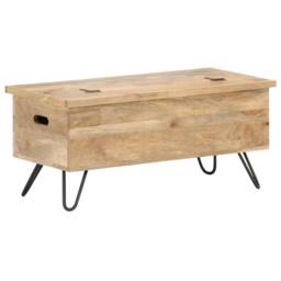 Berkfield Home Chest 90x40x45 cm Solid Mango Wood in Light Brown - Size: 90 x 40 x 45 cm - thumbnail 5