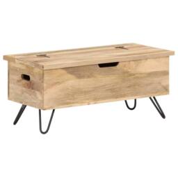 Berkfield Home Chest 90x40x45 cm Solid Mango Wood in Light Brown - Size: 90 x 40 x 45 cm - thumbnail 9