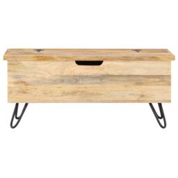 Berkfield Home Chest 90x40x45 cm Solid Mango Wood in Light Brown - Size: 90 x 40 x 45 cm - thumbnail 3