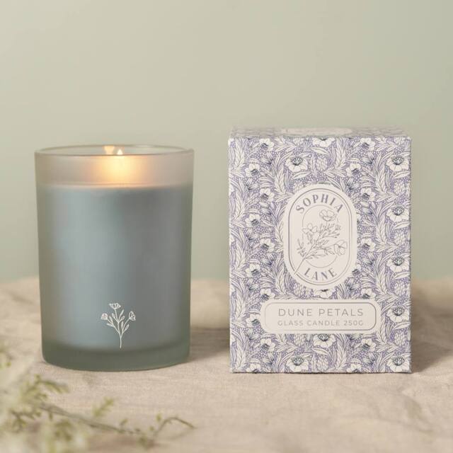 Sophia Lane Dune Petals Floral Candle - 250g in Light Blue - image 1