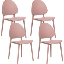 Wyld and Coco Set of 4 Pink Minimalist Outdoor Chairs - Stackable No Armrests - thumbnail 2