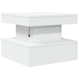 Berkfield Home Coffee Table with LED Lights White 50x50x40 cm - Size: 50 x 50 x 40 cm - thumbnail 9