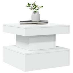 Berkfield Home Coffee Table with LED Lights White 50x50x40 cm - Size: 50 x 50 x 40 cm - thumbnail 6
