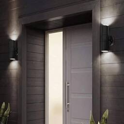 ATEK 2Pcs Outside Up & Down Wall Lights, IP44 Waterproof Up Down Mains Power Lighting Black Stainless Steel Exterior Wall Sconce GU10 - thumbnail 2