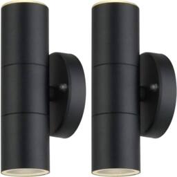 ATEK 2Pcs Outside Up & Down Wall Lights, IP44 Waterproof Up Down Mains Power Lighting Black Stainless Steel Exterior Wall Sconce GU10 - thumbnail 4