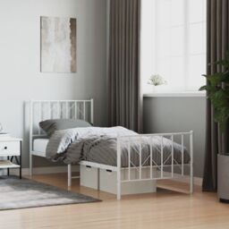 Berkfield Home Metal Bed Frame without Mattress with Footboard¬†White 80x200cm in White - Size: 80x200 cm - thumbnail 1