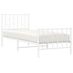Berkfield Home Metal Bed Frame without Mattress with Footboard¬†White 80x200cm in White - Size: 80x200 cm - thumbnail 3