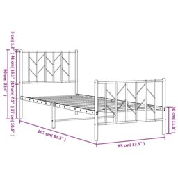 Berkfield Home Metal Bed Frame without Mattress with Footboard¬†White 80x200cm in White - Size: 80x200 cm - thumbnail 9