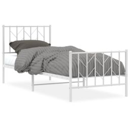Berkfield Home Metal Bed Frame without Mattress with Footboard¬†White 80x200cm in White - Size: 80x200 cm - thumbnail 2