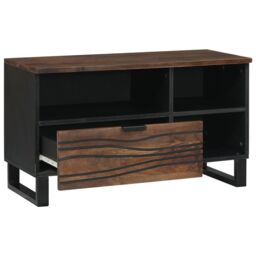 Berkfield Home TV Cabinet - 80x33.5x46 cm, Crafted from Solid Wood & Engineered Wood in Brown - Size: 80x33.5x46 cm - thumbnail 2