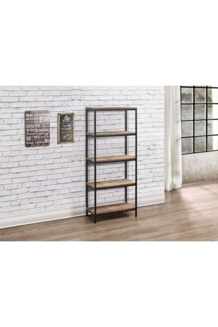 Birlea Industrial Shelving Unit Urban Chic Bookcase Shelves Wood Metal in Brown - image 1