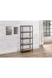 Birlea Industrial Shelving Unit Urban Chic Bookcase Shelves Wood Metal in Brown - thumbnail 1