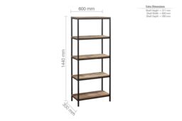 Birlea Industrial Shelving Unit Urban Chic Bookcase Shelves Wood Metal in Brown - thumbnail 6