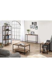 Birlea Industrial Shelving Unit Urban Chic Bookcase Shelves Wood Metal in Brown - thumbnail 3