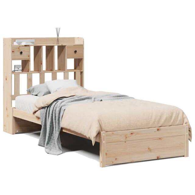Berkfield Home Bookcase Bed without Mattress 75x190cm Small Single Solid Wood Pine in Natural - image 1