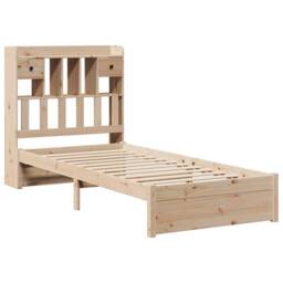 Berkfield Home Bookcase Bed without Mattress 75x190cm Small Single Solid Wood Pine in Natural - thumbnail 3