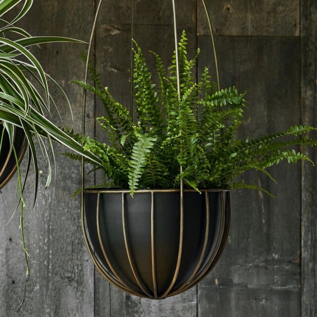 Ivyline Indoor Kensington Brass Tall Hanging Planter H60cm x D24cm in Metallics - image 1