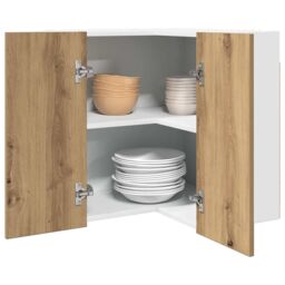 Berkfield Home Hanging Corner Cabinet Lyon Artisan Oak 57x57x60 cm Engineered Wood in Brown - Size: 57 x 57 x 60 cm - thumbnail 7