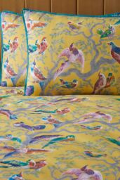 Laurence Llewelyn-Bowen 'Birdity Absurdity' 100% Cotton Sateen Duvet Cover Set in Yellow - Size: King - thumbnail 3