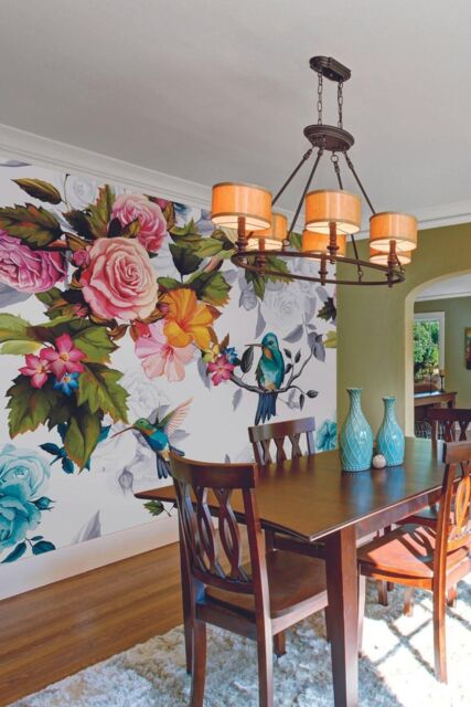 Origin Murals Hummingbird Garden Wall Mural - Size: W350 cm x H280 cm - image 1