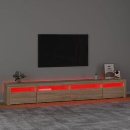 Berkfield Home TV Cabinet with LED Lights Sonoma Oak 270x35x40 cm in Brown - Size: 270 x 35 x 40 cm - thumbnail 5