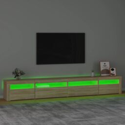 Berkfield Home TV Cabinet with LED Lights Sonoma Oak 270x35x40 cm in Brown - Size: 270 x 35 x 40 cm - thumbnail 4