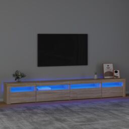 Berkfield Home TV Cabinet with LED Lights Sonoma Oak 270x35x40 cm in Brown - Size: 270 x 35 x 40 cm - thumbnail 1