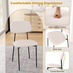 Costway Modern Dining Chair Set of 4 Linen Fabric Upholstered Chairs in Beige - thumbnail 8
