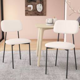 Costway Modern Dining Chair Set of 4 Linen Fabric Upholstered Chairs in Beige - thumbnail 2