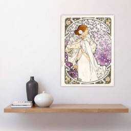 "Artery8 Lady of Camellias Theatre French Vintage Wall Art Print Mucha in Purple - Size: W12"" x H16""" - thumbnail 4