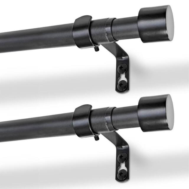 Harbour Housewares Extendable Metal Curtain Poles Kit - 77 to 250cm - Pack of 2 in Black - image 1