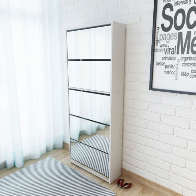 Berkfield Home Shoe Cabinet 5-Layer Mirror White 63x17x169.5 cm - image 1